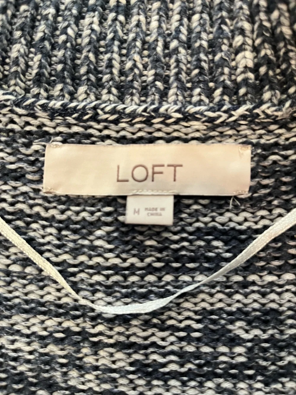 LOFT Navy and White Striped Open-Front Cardigan